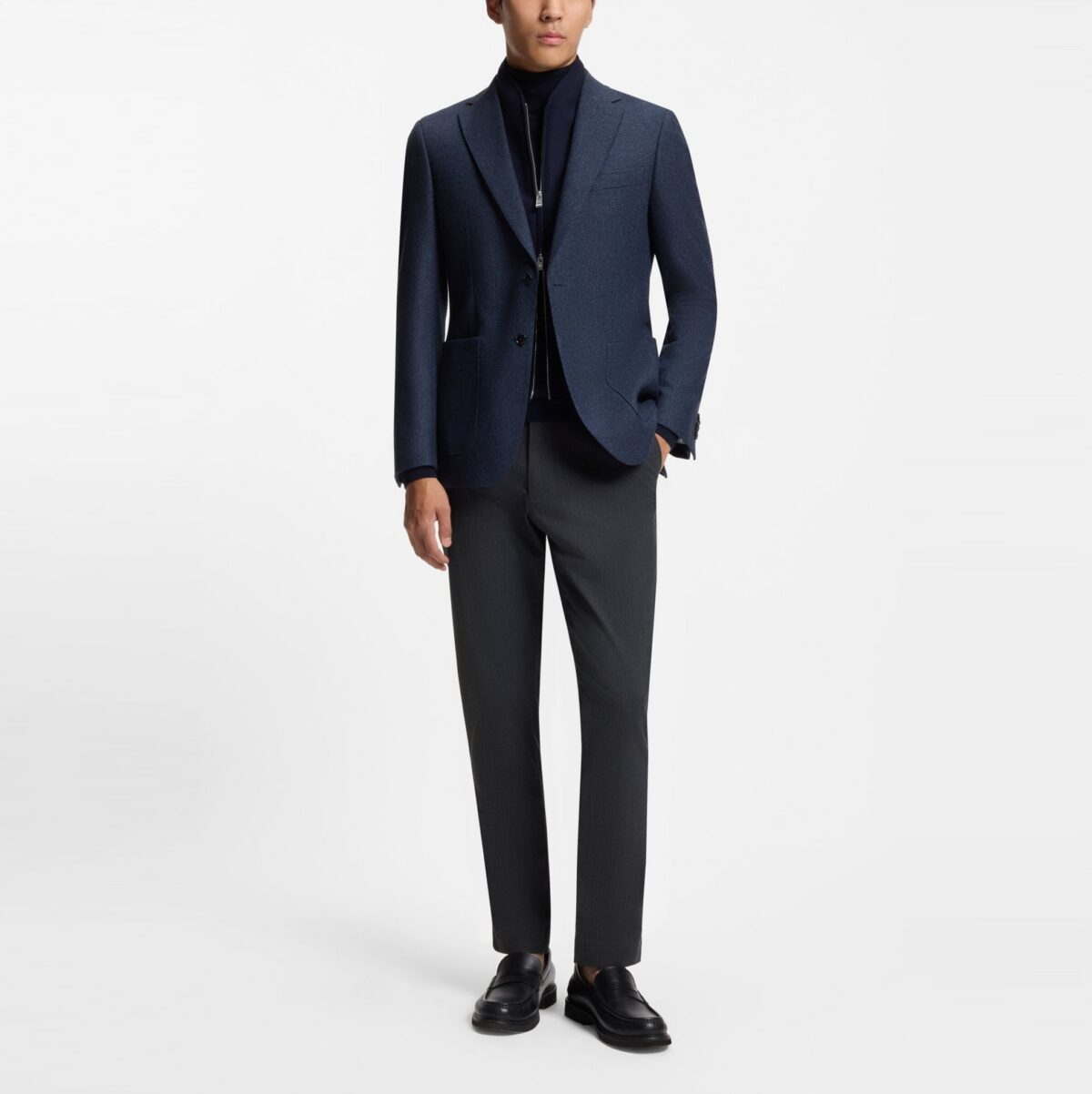 BOSS MEN'S MODERN-FIT H-KAINE-1 TROUSERS IN BRUSHED TWILL SILVER - Image 5