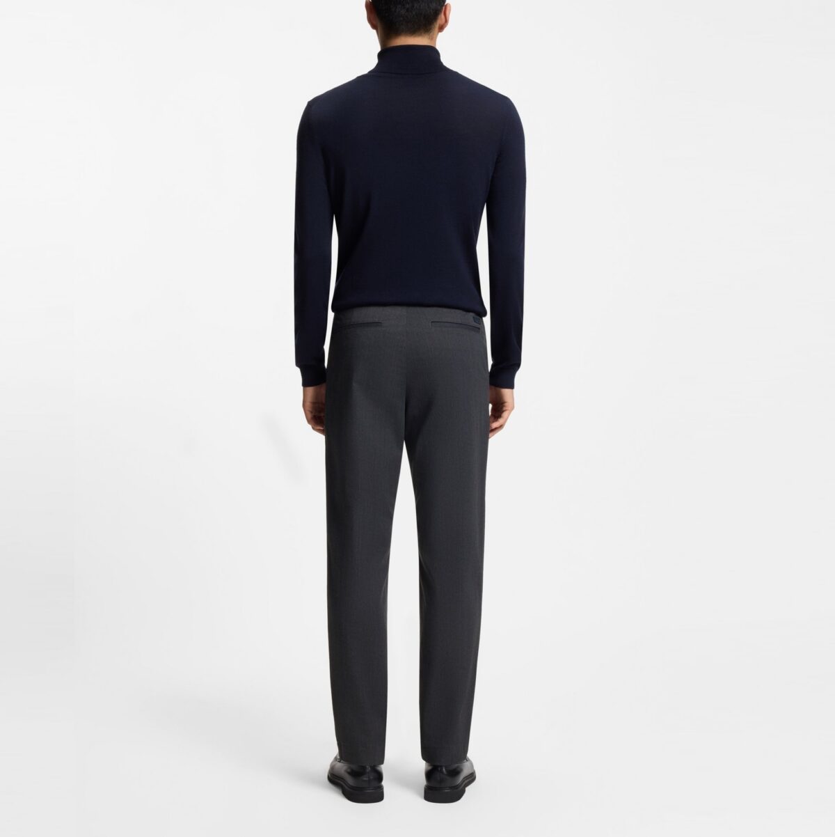 BOSS MEN'S MODERN-FIT H-KAINE-1 TROUSERS IN BRUSHED TWILL SILVER - Image 4
