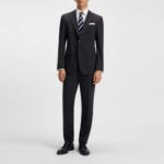 BOSS MEN SLIM-FIT SUIT IN A WOOL BLEND DARK BLUE