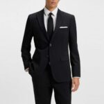 BOSS MEN SLIM-FIT SUIT  IN A WOOL BLEND BLACK - Image 3