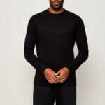 KARL LAGERFELD MEN'S T-SHIRT LONG SLEEVE CREWNECK BLACK
