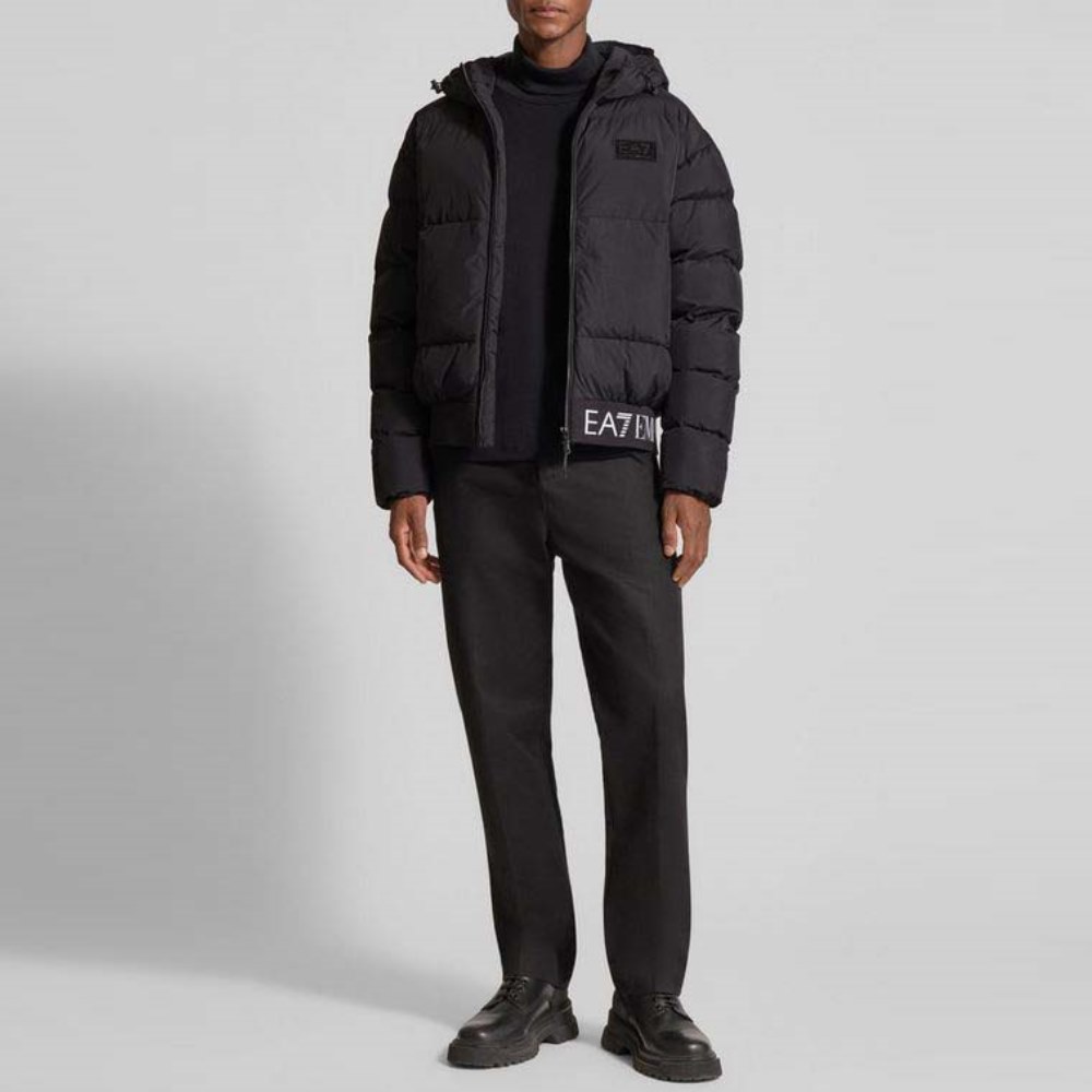 7M000710AF15951-UC001-1 EMPORIO ARMANI EA7 TECHNICAL FABRIC PADDED JACKET WITH HOOD AND LOGO BLACK - Image 1