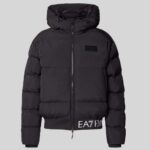 EMPORIO ARMANI EA7 TECHNICAL FABRIC PADDED JACKET WITH HOOD AND LOGO BLACK - Image 4