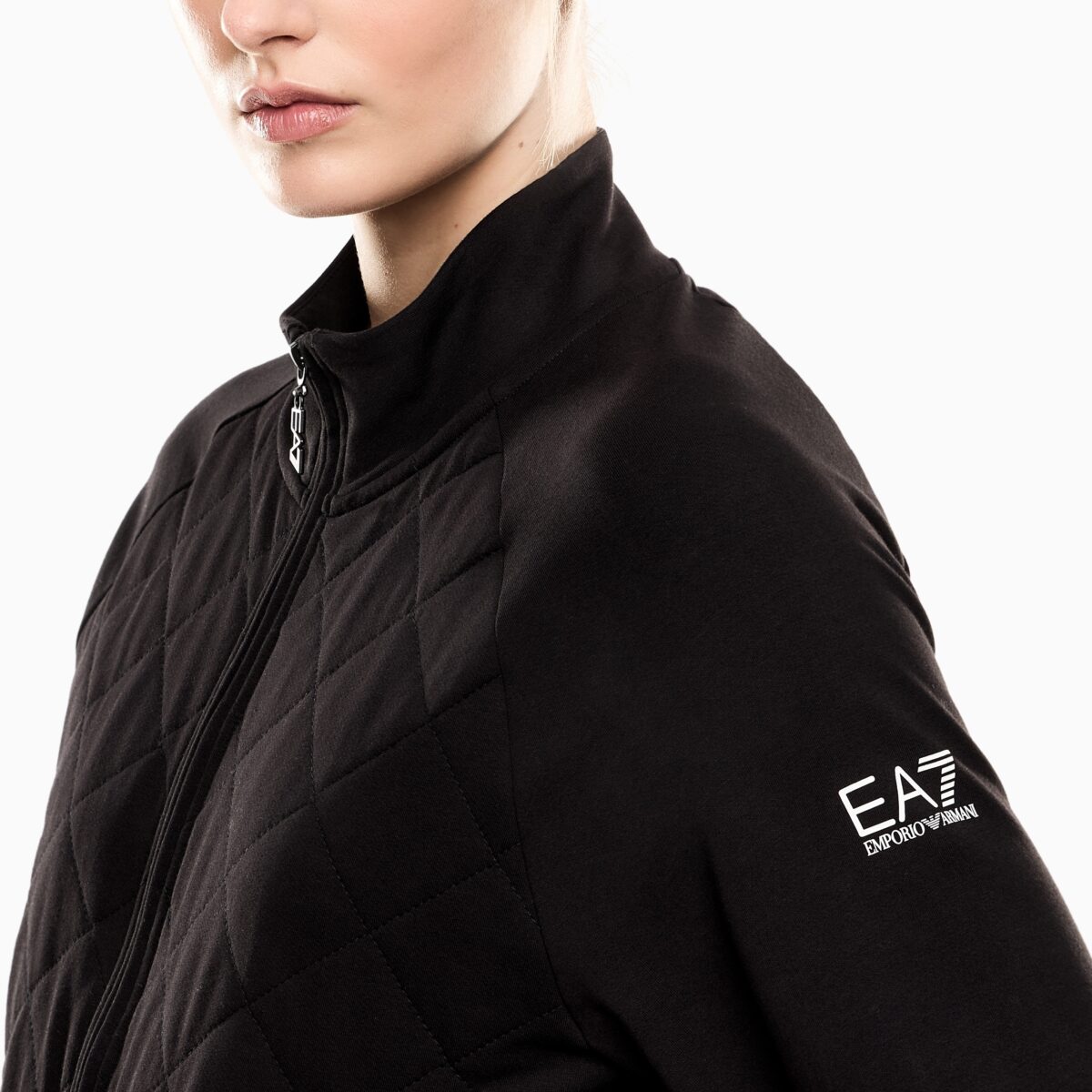 EMPORIO ARMANI EA7 WOMAN STRETCH COTTON TRACKSUIT WITH CARGO TROUSERS BLACK - Image 2