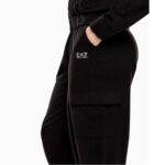 EMPORIO ARMANI EA7 WOMAN STRETCH COTTON TRACKSUIT WITH CARGO TROUSERS BLACK - Image 3