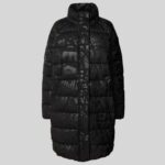 EMPORIO ARMANI EA7 WOMEN'S REGULAR FIT QUILTED COAT WITH ALL-OVER LOGO PRINT "CABAN" MODEL BLACK - Image 5