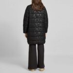 EMPORIO ARMANI EA7 WOMEN'S REGULAR FIT QUILTED COAT WITH ALL-OVER LOGO PRINT "CABAN" MODEL BLACK - Image 2