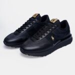 POLO RALPH LAUREN MEN'S SNEAKERS TRAIN 89 LOW TOP LACE BLACK/GOLD - Image 3