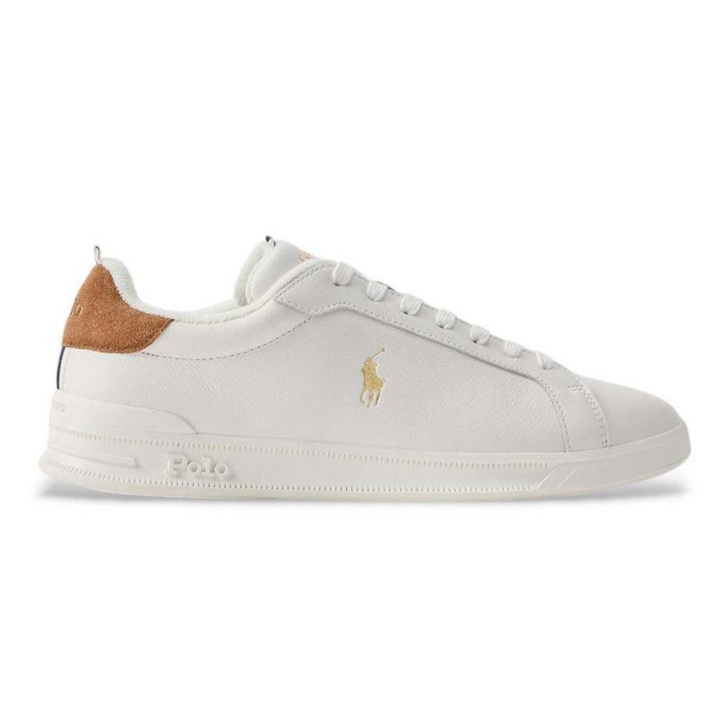 809P02081001-3 POLO RALPH LAUREN MEN'S SNEAKERS LOW TOP LACE WHITE-TEAK-NAVY - Image 1
