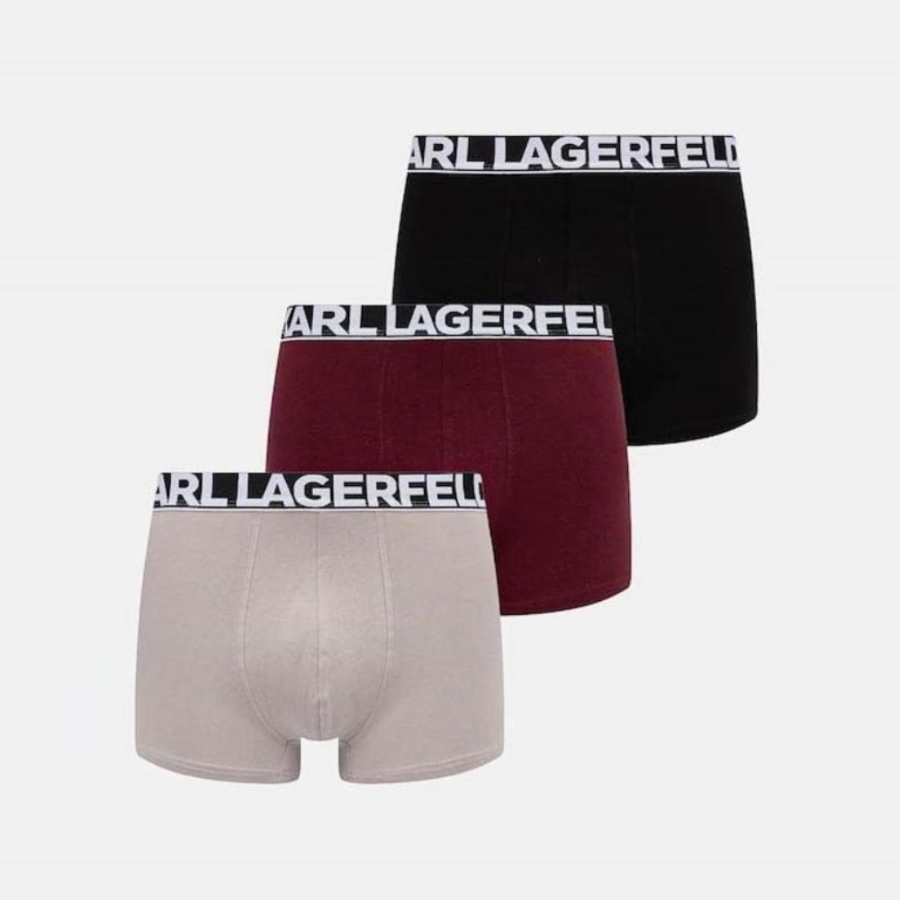 A3MA7010-1 KARL LAGERFELD MEN LOGO TRUNKS SET 3-PACK BOLD ELASTIC WINDSOR-BLACK-ASH - Image 1