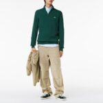 LACOSTE MEN'S ZIPPERED ORGANIC COTTON SWEATER GREEN - Image 3
