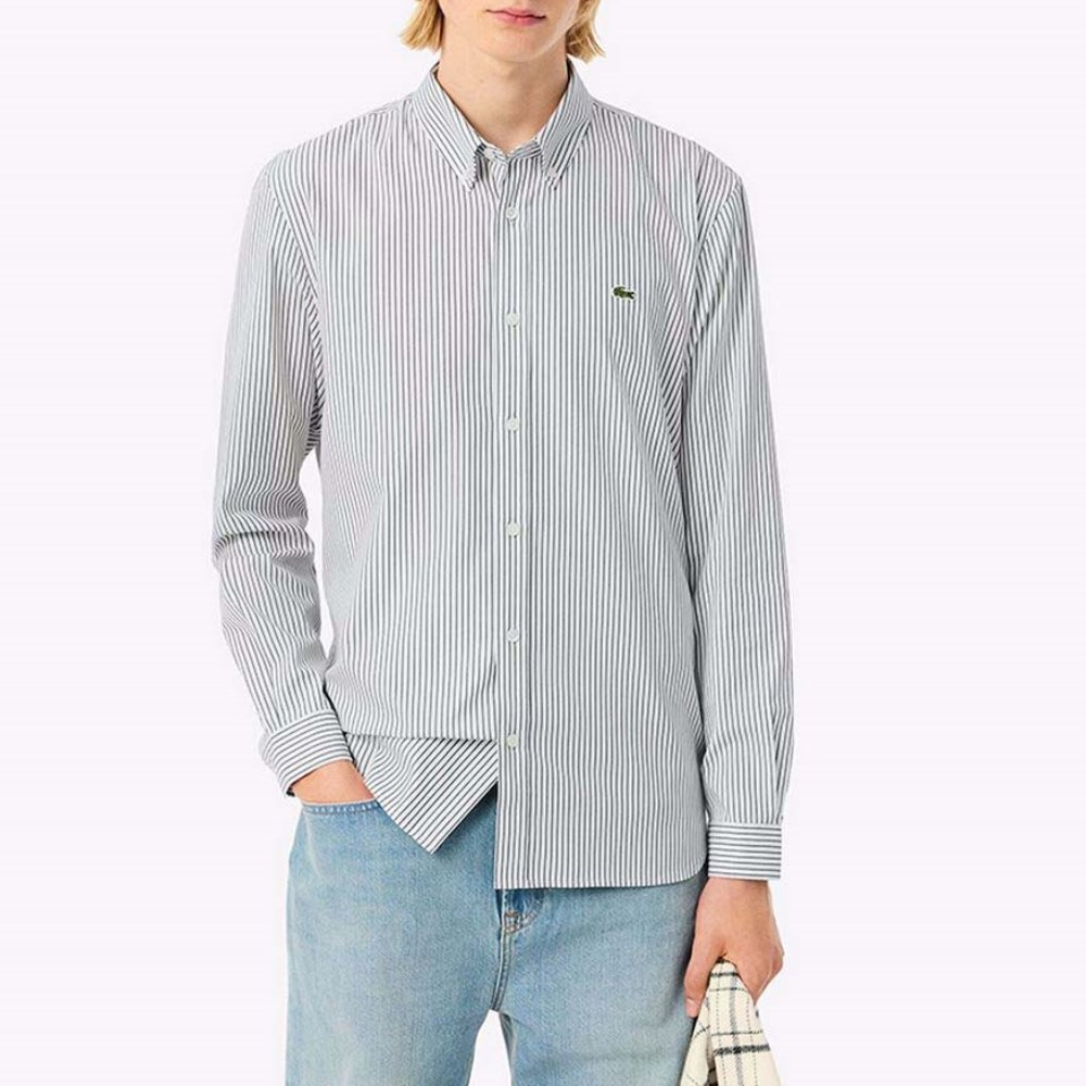 CH5084-737-1 LACOSTE MEN'S LONG SLEEVE COTTON SHIRT IN REGULAR FIT STRIPED MULTI - Image 1