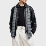 EMPORIO ARMANI MEN'S SCARFS WOOL GREY-BLACK PATTERNED - Image 2