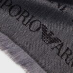 EMPORIO ARMANI MEN'S SCARFS WOOL GREY-BLACK PATTERNED - Image 3