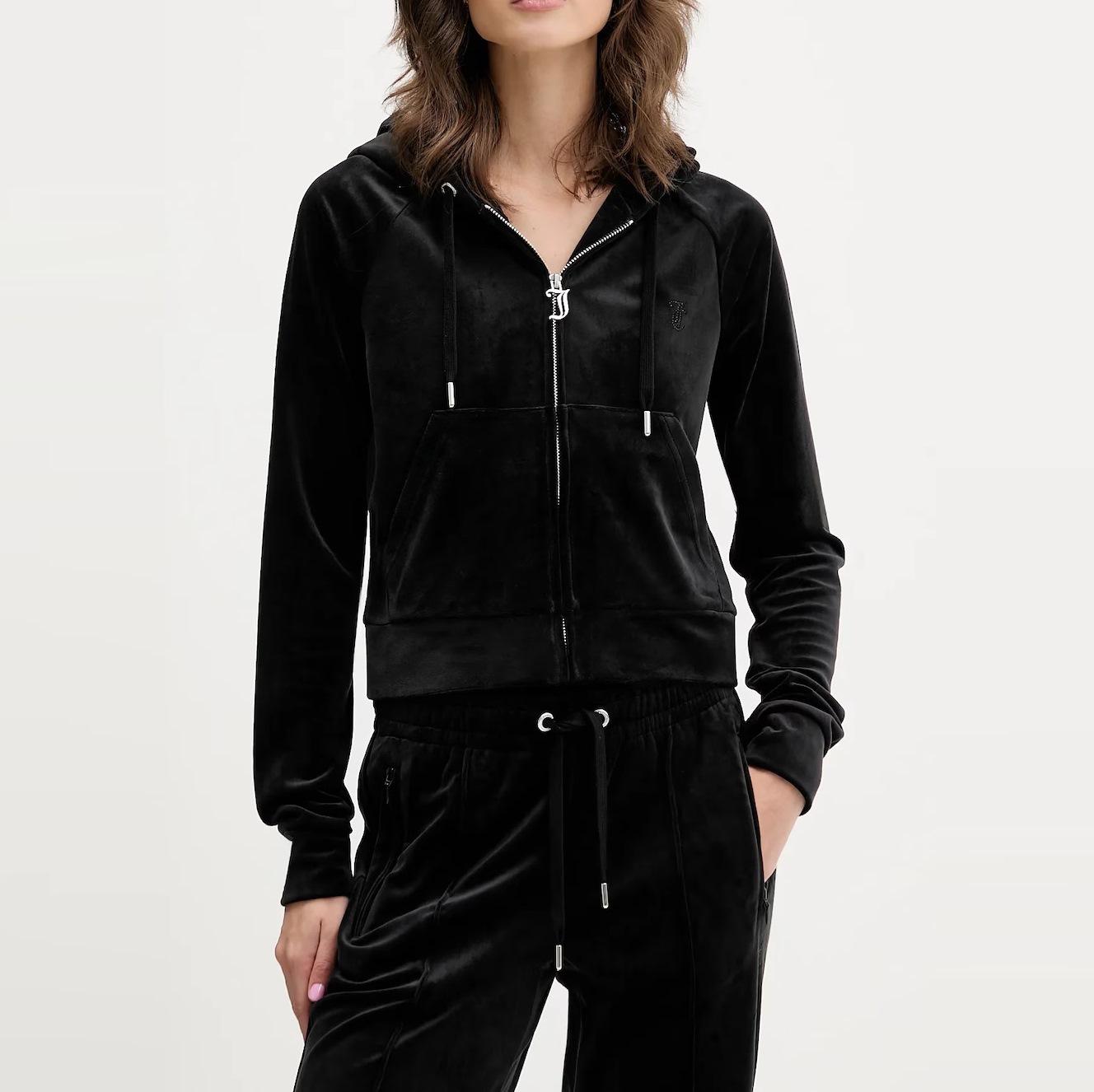 JCWAS225306-101-1 JUICY COUTURE MADISON HOODIE WITH JUICY LOGO BLACK - Image 1