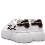 KARL LAGERFELD WOMEN'S SNEAKERS KREEPER LO CORNELLY SIGNIA STITCH WHITE/DARK BROWN - Image 2