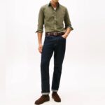 TOMMY HILFIGER MEN REGULAR FIT FLAG EMBROIDERY CORDUROY SHIRT BATTLE GREEN - Image 3