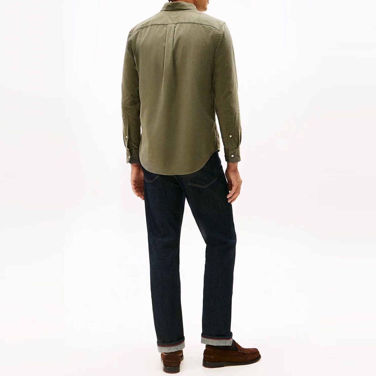 TOMMY HILFIGER MEN REGULAR FIT FLAG EMBROIDERY CORDUROY SHIRT BATTLE GREEN - Image 4