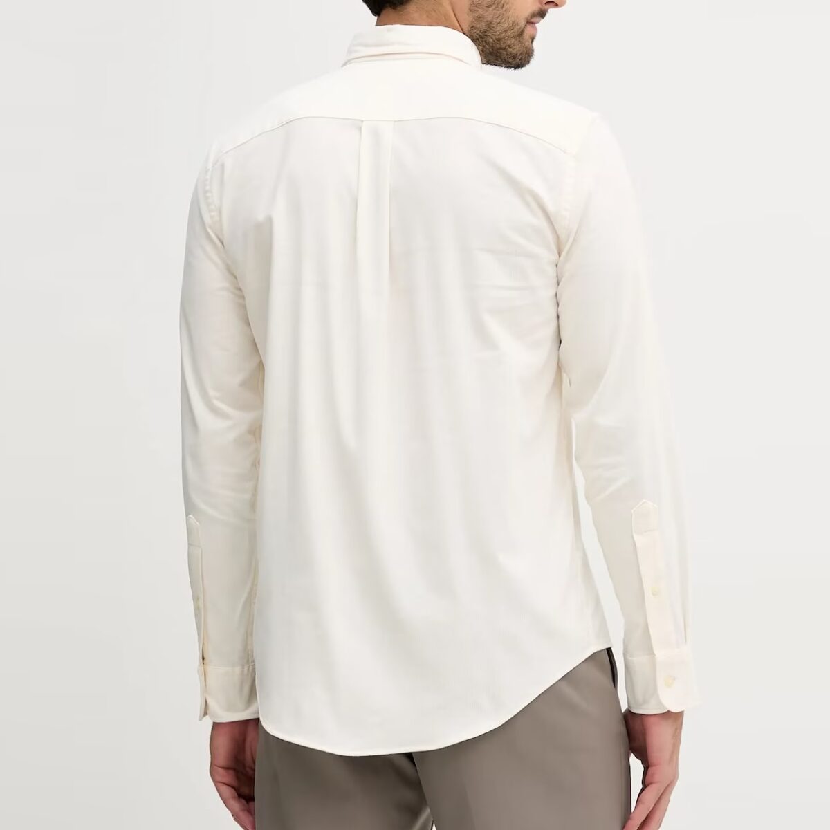 TOMMY HILFIGER MEN REGULAR FIT FLAG EMBROIDERY CORDUROY SHIRT IVORY SILK - Image 4