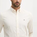 TOMMY HILFIGER MEN REGULAR FIT FLAG EMBROIDERY CORDUROY SHIRT IVORY SILK - Image 3