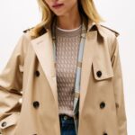 TOMMY HILFIGER WOMAN COTTON DOUBLE BREASTED TRENCH COAT WITH BELT BEIGE - Image 4
