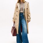 TOMMY HILFIGER WOMAN COTTON DOUBLE BREASTED TRENCH COAT WITH BELT BEIGE