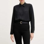 TOMMY HILFIGER WOMAN SHIRT SOFT VIS REGULAR BLACK