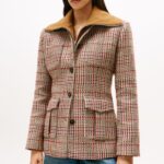 TOMMY HILFIGER WOMEN'S SEASONAL TEXTURE LADY JACKET RED/GREY CHECK