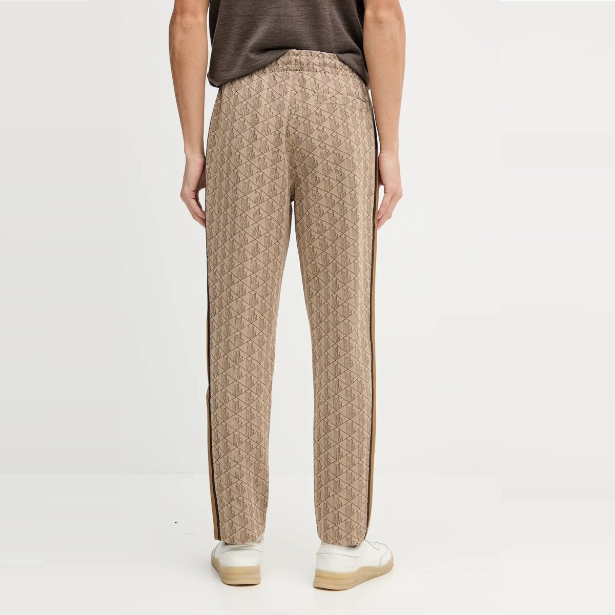 LACOSTE MEN'S PARIS MONOGRAM JACQUARD TRACK PANTS CROISSANT/COOKIE - Image 4
