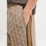 LACOSTE MEN'S PARIS MONOGRAM JACQUARD TRACK PANTS CROISSANT/COOKIE - Image 3