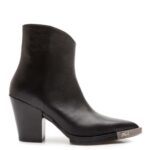 KARL LAFERFELD WOMAN KOWBOY ZIP ANKLE BOOT LEATHER BLACK