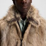 HUGO MEN'S FAUX-FUR SHORT JACKET IN A RELAXED FIT LIGHT BROWN - Image 3