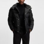 BOSS MEN JACKET H-CORBINIAN WATER-REPELLENT WITH MONOGRAM JACQUARD BLACK