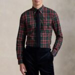 POLO RALPH LAUREN MEN'S CUSTOM FIT PLAID TWILL SHIRT FOREST RED MULTI