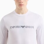 EMPORIO ARMANI EA7 MEN PIMA-JERSEY JUMPER WITH PRINTED LOGO WHITE - Image 3