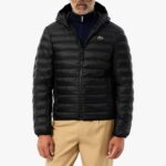 LACOSTE MEN'S WATERPROOF QUILTED PUFFED JACKET BLACK