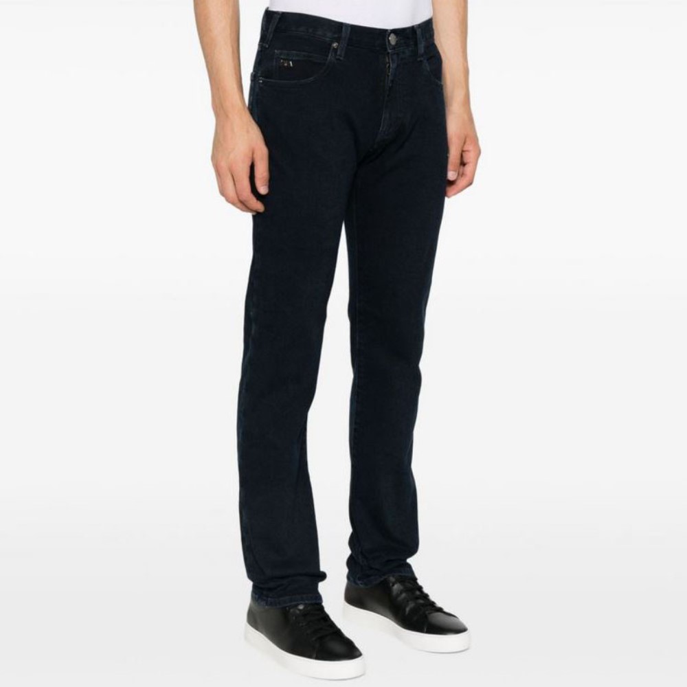 EM001371-4 EMPORIO ARMANI JEANS MEN'S J45 REGULAR FIT MOTIF JEANS DARK BLUE - Image 1