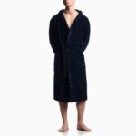 EMPORIO ARMANI MEN'S BATHROBE WITH HOOD NAVY