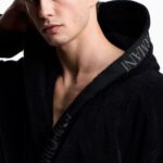 EMPORIO ARMANI MEN'S BATHROBE WITH HOOD BLACK - Image 3