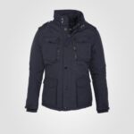 SCHOTT MEN MULTYPOCHE ARMY JACKET REMOVABLE PLASTRON NAVY BLUE - Image 3