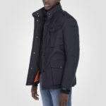 SCHOTT MEN MULTYPOCHE ARMY JACKET REMOVABLE PLASTRON NAVY BLUE - Image 2