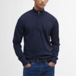 BARBOUR MEN COTTON HALF-ZIP JUMPER NAVY