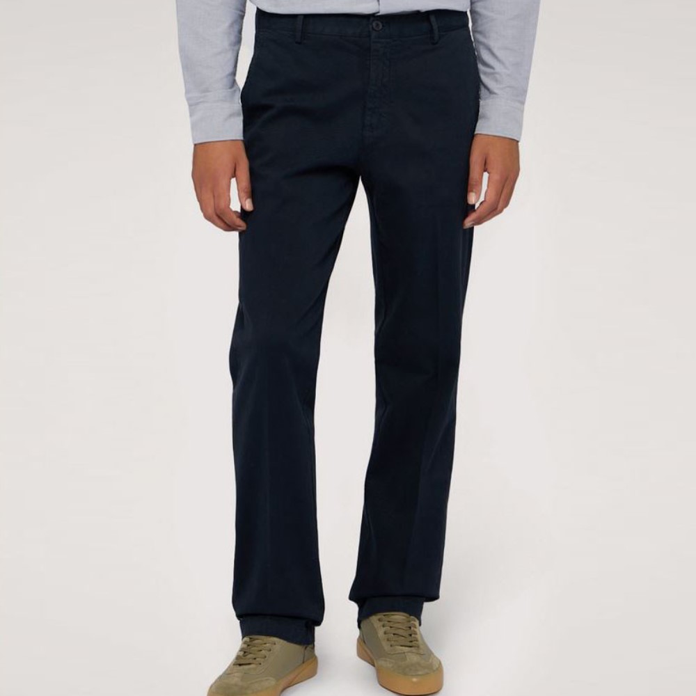MP302T30-1 TRUSSARDI MEN'S REGULAR-FIT 302 CHINOS IN STRETCH GABARDINE BLUE - Image 1