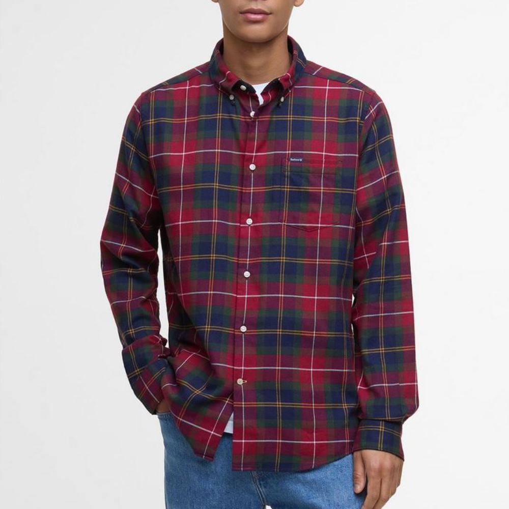 MSH4991TN69-1 BARBOUR MEN'S FORTROSE TAILORED LONG-SLEEVED SHIRT WINTERBERRY TARTAN - Image 1