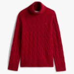 TOMMY HILFIGER WOMAN SOFT WOOL CABLE ROLL-NK DARK RED - Image 4