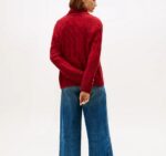 TOMMY HILFIGER WOMAN SOFT WOOL CABLE ROLL-NK DARK RED - Image 2