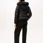 TOMMY HILFIGER WOMAN GLOSS DOWN SLIM JACKET HOODED WATERPROOF BLACK - Image 2