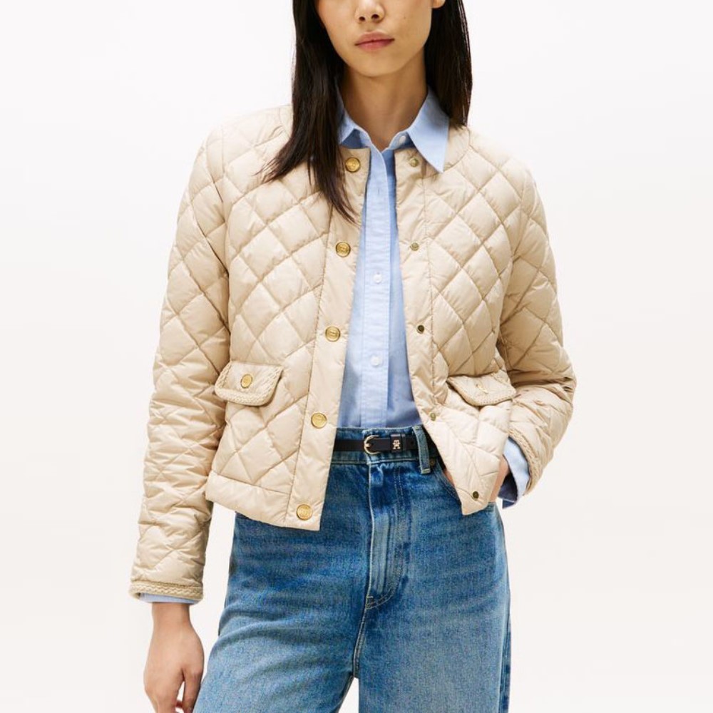 WW0WW47449-4 TOMMY HILFIGER WOMAN G/BUTTON QUILTED REG JACKET GILT - Image 1