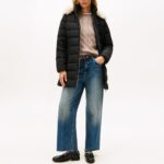 TOMMY HILFIGER WOMAN PUFFER JACKET WITH FAUX FUR HOOD BLACK