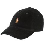 POLO RALPH LAUREN CORDUROY LOGO HAT BLACK